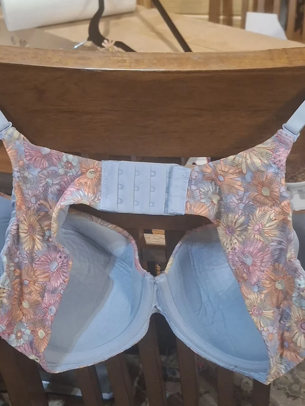 No Boundaries Pink & Blue Bra with Multicolor Floral Lace - Picture 2 of 6